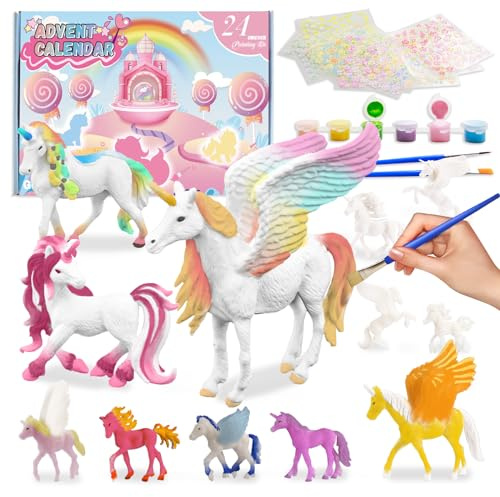 Adventskalender 2025 Kinder, Einhorn Adventskalender Mädchen, Malset für Kinder Einhorn, Kreativ Set für Kin-der, Beste Weihnachtsgeschenke für Mädchen