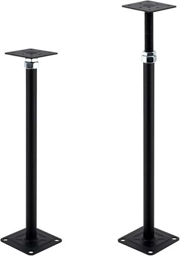 2 Stück pfostenstütze höhenverstellbar, Einstellbar Bereich 43-53cm, Verzinkter Stahl Verstellbar Pfostenträger für Zäune, Unterstände, Pergolen, Carports, Bauarbeiten