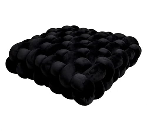 MGEMJMJ Quadratische Knotenkissen, Geknotete überwürfe, Weiche Akzentkissen, Dekorationskissen Für Couch, Zuhause, Büro, Wohnzimmer, Schlafzimmer, Bett, Sofa, Dekor(Size:30 * 33 * 12cm,Color:Schwarz)