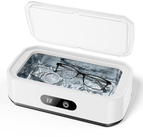 Nettoyeur Ultrasons Lunettes 650ML, 48KHz Nettoyeur Bijoux à Ultrason, Ultrasonic Cleaner avec 5 Minuteries Numériques pour Bijoux, Dentier, Montres, Lunettes, Tête de Rasoir