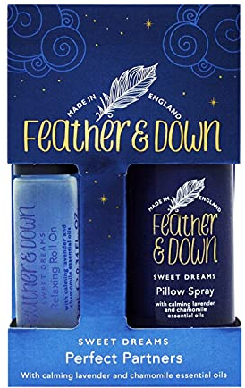 Feather & Down Sweet Dreams Perfect Partners Gift Set (50ml Pillow Spray & 10ml Roll-on) - With calming lavender & chamomile essential oils. Cruelty Free.