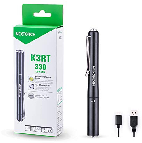Nextorch Rechargeable LED Tactical Pen Torch, Portable Mini Pocket Tactical Torch Light with Clip, 330 Lumens EDC Work Light for Home Use Emergency Machine Car Repairing