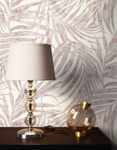 NEWROOM Tapete Lila Vliestapete Dschungel - Dschungeltapete Tropisch Flieder Weiß Blätter Palmenblätter Palmentapete Floral Pflanzen Mustertapete inkl. Tapezier-Ratgeber