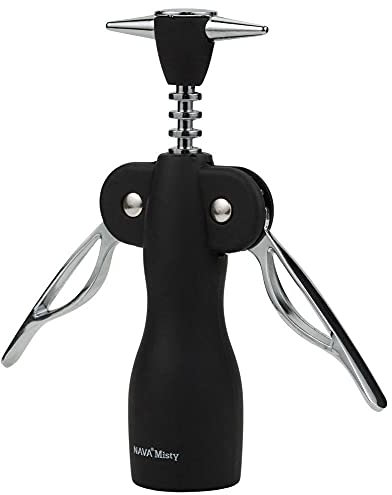 NAVA Hebelkorkenzieher mit Kapselheber und Wendel MISTY schwarz aus nicht rostendem Stahl 18 cm