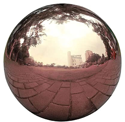 Boule creuse, boule de jardin en miroir de 30 cm, boule réfléchissante polie, or rose, acier inoxydable, colorée, durable, adaptée aux jardins, cours, cours et maisons