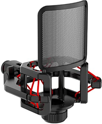 Mikrofon Schwingungsdämpfer Mit Poppfilter Shield - Universal Shock Mount Für 21-62mm Durchmesser | Schwingungsdämpfe Mikrofon Ständer Mikrofon Mit Integriertem Anti-Vibrations Pop Schutz
