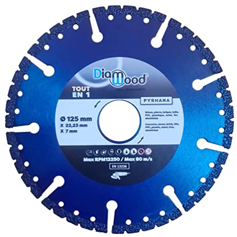 DIAMWOOD EXPERT EN EQUIPEMENT - Disque diamant multiusage 125 x Al. 22,23 x ép. 1,4 mm x Ht. 5 mm tout type de matériaux - PYRHANA