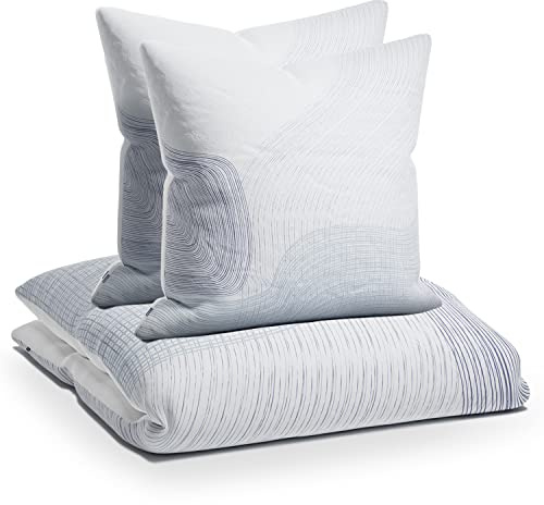sleepwise Juego de ropa de cama de verano 155 x 200 cm, 2 piezas, respetuoso con el medio ambiente, suave, transpirable, no necesita planchado y no se arruga. Juego de funda nórdica