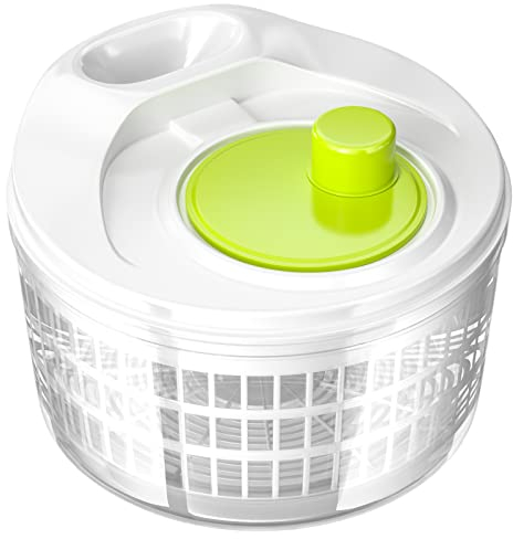 Gvolatee Salatschleuder mit Deckel, Küchenhelfer Salattrockner zum Waschen und Trocknen von Salat, Salatschleudern mit Kurbelantrieb und 3L Liter Salatschüssel und Sieb, Gemüse und Obst(22.5cm*15cm)