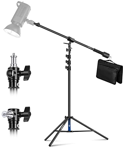 NEEWER Air Cushioned Aluminum Light Stand, 9.8ft/3m Adjustable Photography Stand with Boom Arm, Counterweight, Sandbag, 1/4 Screw for Softbox, Studio Flash, Umbrella, Ring Light, Max Load 5kg
