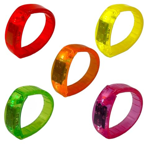 BF Souvenirs 5er-Set LED Armbänder – Bunte Leuchtarmbänder Kinder & Erwachsene – 3 Modi – LED Party Accessoires & Konzert Accessoires – Hochzeit, Festival, Geburtstag, Fasching – inkl. Batterien