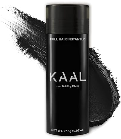 KAAL Hair Fibers - Refillable Hair Powder (27.5g, Black) to Instantly Conceal Thinning Areas for Men and Women