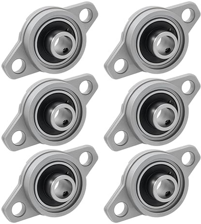 6 Pezzi KFL000 Supporto Cuscinetti a Sfera,Flangia del Blocchetto del Cuscino,10 mm Foro Sfera Interna Montato Cuscinetti a Sfera,Zinco Autoallineanti Cuscinetto,per Fresatri Stampante 3D