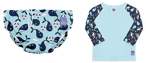 Bambino Mio, revolutionäre wiederverwendbare Schwimmwindel & schützendes Schwimmshirt für Babys und Kleinkinder, Langarmshirt mit Sonnenschutz, LSF 40+, Nautisch, S (<6 Monate)