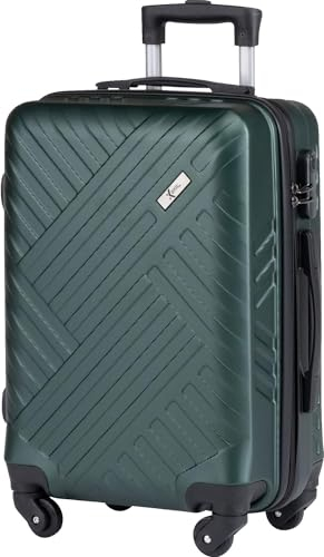 Xonic Design Boardcase Reisekoffer - Hartschalen-Koffer mit 360° Leichtlauf-Rollen - hochwertiger Kabinen-Trolley mit Zahlenschloss - Hand-Gepäck in 55x35x20cm ((Boardcase Business Dusky Green, S))