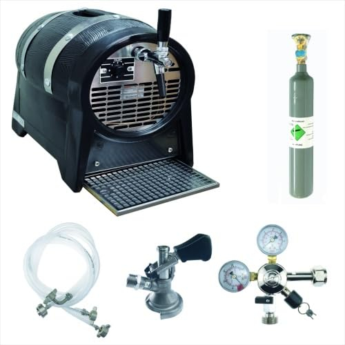 Bierzapfanlage 60 l/h, kpl.Set, 0,5kg CO2 Flasche, Flachzapfkopf Typ A, Kompensatorschankhahn