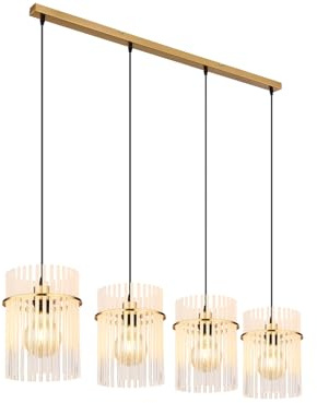 Globo Pendelleuchte in Gold mit vier Glas Lampenschirmen, Breite 110cm |