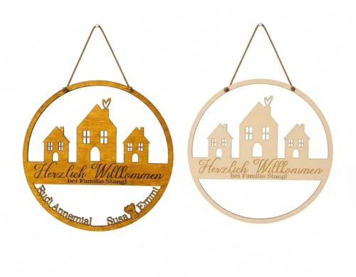 Hübscher Türkranz mit Haus und Haustier Hund Katze, personalisiert mit Namen, Fensterdekoration, modern, schwarz, minimalistisch, Scandinavian Hygge dekoloop dekoring, Holzhaus,