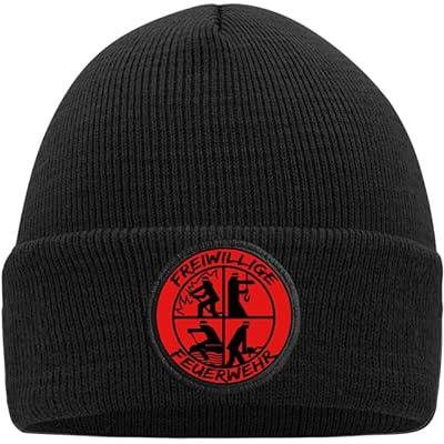 Freiwillige Feuerwehr Mütze mit stylischem Motiv - Hochwertig Bedruckt und Individuell Gestaltet Mütze Beanie Mütze Schwarz 03