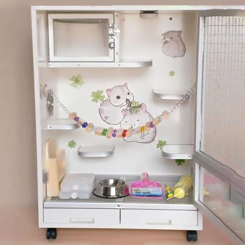 Haustierkäfig, Frettchenkäfig, Chinchilla-Käfig, großer Chinchilla-Käfig, 61 cm, transparenter Meerschweinchenkäfig, Rattenkäfig, robuster Stahldraht, Kleintier-Lebensraum mit Türen, Entfernung