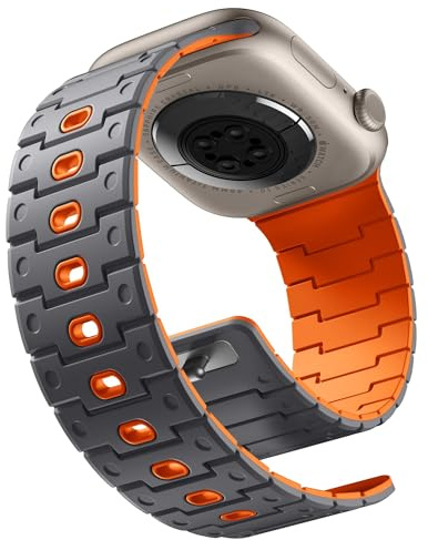 Bandletic Magnetic Silicone Sport Band Compatible with Apple Watch Straps | Soft Strap for iWatch Ultra 3/2/1 49mm, 11/10 46mm, 9/8/7 45mm, SE3/SE2/6/5/4 44mm, 3/2/1 42mm, Sport Strap for Men Women