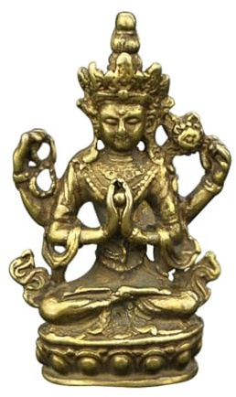 Ciieeo Four-Arm Guanyin Buddha Ornament Avalokitesvara Statue Figurine Buddhist Decor for Desk Shelf Windowsill Cabinet Home Office Display 2.17 in 1 Pc