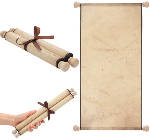 Epakh 1 x Blanko-Papier mit Holzstäben für freche oder schöne Listen, Schreiben, Hochzeitsgelübde, Zeichnen, Cosplay-Requisiten, Renaissance, Tischrolle (Retro, 28,9 x 48,3 cm)