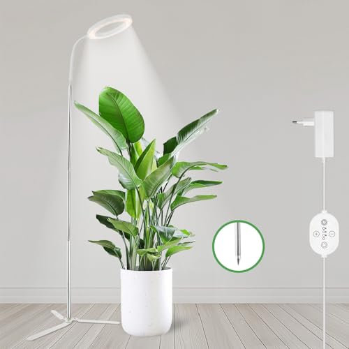 SENCHIKER Pflanzenlampe 24V Vollspektrum, LED Pflanzenlampe für Zimmerpflanzen, Grow Lampe mit LM281B+ & 660nm Rotlicht, Timer, 5 Helligkeitsstufen, höhenverstellbar 45–152cm, 18W, 290μmol/s/m²@15cm