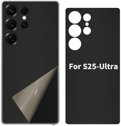 SUKIDIOVQ for Samsung Galaxy S25 Ultra Skin Wrap Leather Strip 3M Phone Sticker Ultra Thin Slim Ultralight Decal Glass Protector Film Protective for Back Camera Black