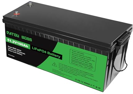 DATOUBOSS 48V 100Ah LiFePO4 Batterie, 8000-15000 Zyklen Deep Cycle Lithium Akku, Max. Ausgangsleistung 5120W, 100A BMS, Unterstützung Parallelschaltung, für Wohnmobil, Camping, Solar Home System