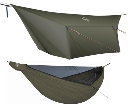 onewind 335cm Camping Zippered Hammock with 3.6 * 3m Zeltplane für Camping Wandern, Hängematte with Moskitonetz and Wasserdichter Regenfliege