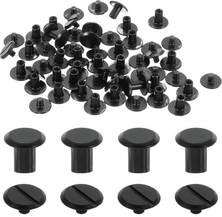 QUARKZMAN 30 Sets Chicago Binding Schrauben Nieten M4 x 6mm, Metall Buchschrauben mit Schlitz Kopf für DIY Leder Gürtel Tasche Handwerk Buchbindung Dekoration (Schwarz)