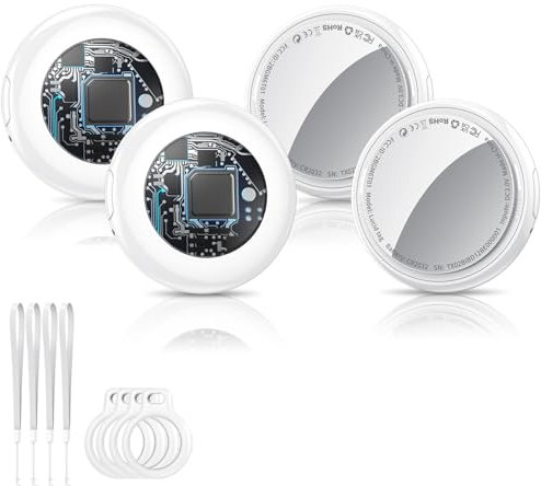 Air Tracker Tag,Schlüsselfinde Kompatibel mit Apple Wo ist? APP (iOS NUR,Android Not Supported),100dB Ton, Bluetooth Tracker für Gepäck/Taschen/Koffer,Item Finder Austauschbare Batterien-Weiß (4 Pack)