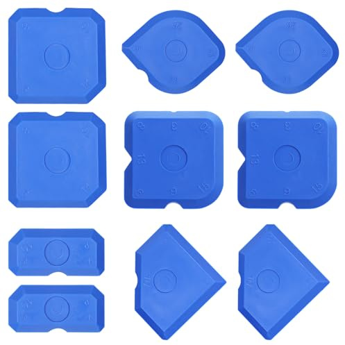 10 Pcs Silicone Caulking Tools Reuse Sealant Finishing Kit Blue Caulking Finishing Tools for Bathroom Floor Window Kitchen Sealing Hand Caulk Removal Tool