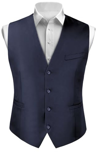 BSBUY Gilet Costume Homme, Ensemble Paisley Floral Jacquard avec Mouchoir Poche et Cravate, Classique Gilet sans Manches à col en V, Gilets Mariage, Costume D'affaires (M~XL)