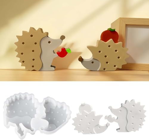 EPODA Silikonform Herbst Pilze Igel 3D Gießformen für Gips Kerzen DIY Herbstdeko Silikonformen Giessformen