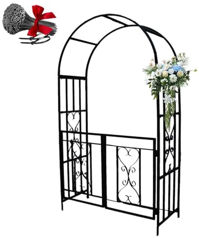 Arche de jardin en métal – 114,3 x 210,8 x 50,8 cm – Pergola blanche pour plantes grimpantes et roses – Treillage décoratif d'extérieur avec portail – Assemblage facile – Entrée de jardin