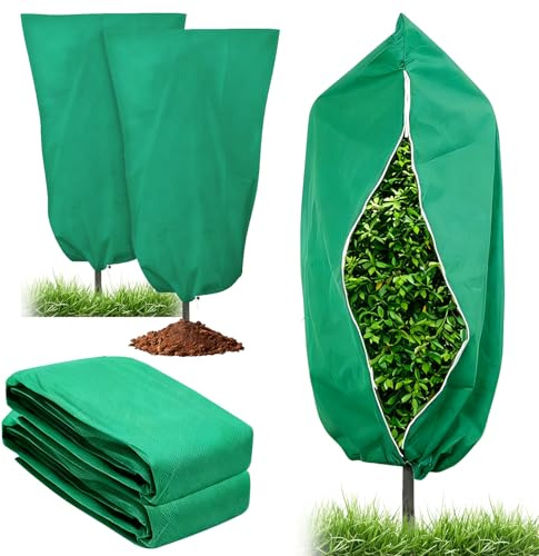 Apritsce 2 Pièce 180 * 120cm Housses de Protection pour Plantes, 70g/m² Voile Hivernage Plante Exterieur, Indéchirable, Réutilisable Protection Hivernale pour Plantes avec Fermeture Éclair (Vert)