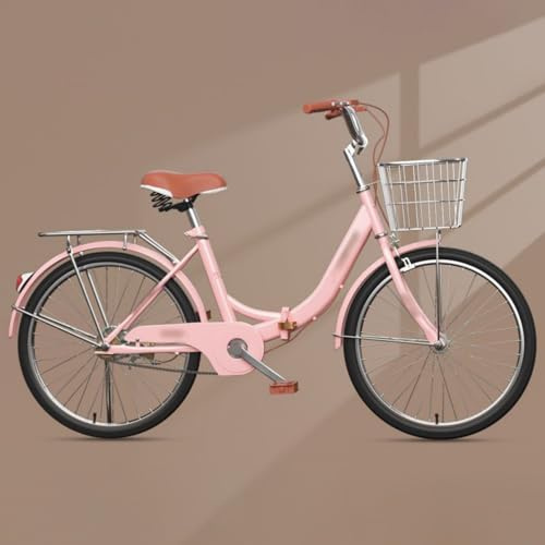 GLSQBVRP 20 22 24 26 Damen-Klapprad, Klapprad Mit Kohlenstoffstahlrahmen Und Doppelscheibenbremsen, Singlespeed-Klapprad B,24 inch