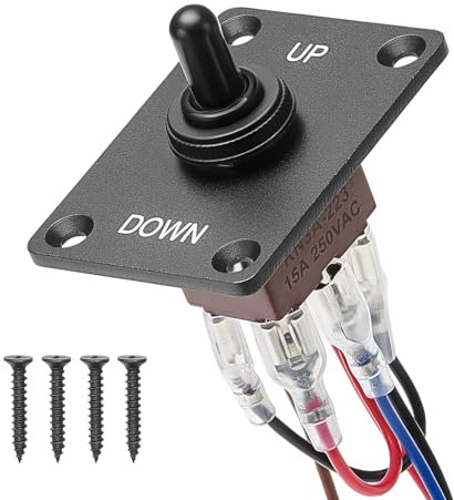 VEVOR Interrupteur à Bascule, 6 Broches, Action Momentanée, Inversion de Polarité, (ON)-Off-(ON), CC 12 V/30 A CA 250 V/15 A, avec Panneau de Montage Haut/Bas, Capuchon Étanche, pour Voiture, Bateau