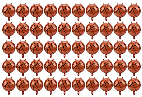 Palloncini da basket 50 pezzi |Palloncini foil riutilizzabili con chiusura automatica |Decorazioni per feste a tema sportivo/Allestimenti per matrimoni/Strumenti fotografici