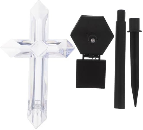 Alasum Lampe Solaire Croix pour Cimetière Lumière LED Changeante Étanche à Énergie Solaire Décoration Lumineuse Colorée pour Tombe Extérieure et Jardin Commémoratif