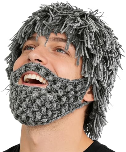 Generico Cappello con Barba - Copricapo Punk a Maglia per Travestimenti - Sciarpa Cappello per Riscaldarsi | Ideale per Donne Uomini Eventi Creatori di Contenuti Festival e Carnevale