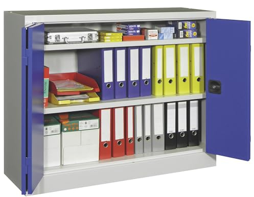 Pavoy | Falttürenschrank | Höhe 1000 mm | Breite 1200 mm | Tiefe 500 mm | grau/blau