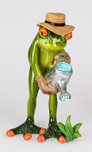 Formano - Statuetta decorativa a forma di rana con annaffiatoio, dipinta a mano