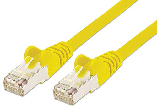 PremiumCord Câble Patch, CAT6a, 10Gbit/s, S/FTP, PIMF, Ethernet, LAN, Rapide, Flexible et Durable, RJ45, AWG 26/7, Câble en Cuivre 100% CU, Jaune, 1,5m