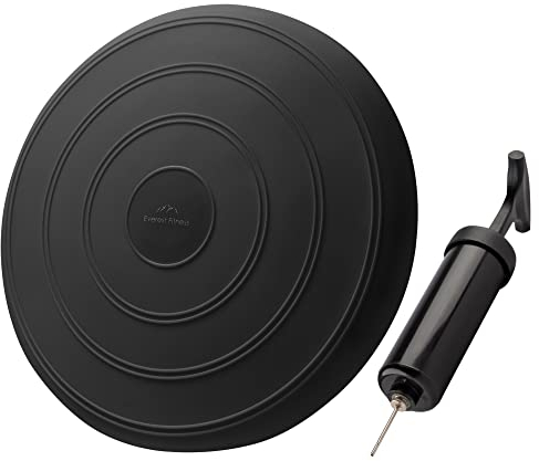 EVEREST FITNESS Balance Kissen - Luftkissen mit 33 cm Durchmesser - Ballsitzkissen zur Stärkung der Balance - Orthopädisches Sitzkissen zur Linderung von Rückenschmerzen, Balance Pad – schwarz