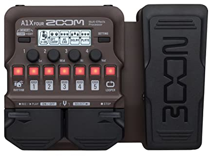 ZOOM A1X FOUR Multieffekt-Pedal für akustische Instrumente – Ideal für Gitarre, Saxophon, Violine, mit Looper, Drum-Maschine, Expression-Pedal und über 90 Effekten