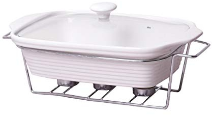 4BIG.fun Speisewärmer aus Keramik 2 L Chafing Dish Buffet-Set Keramik-Chafer Buffetwärmer Warmhaltebehälter Speisenwärmer Wärmebehälter