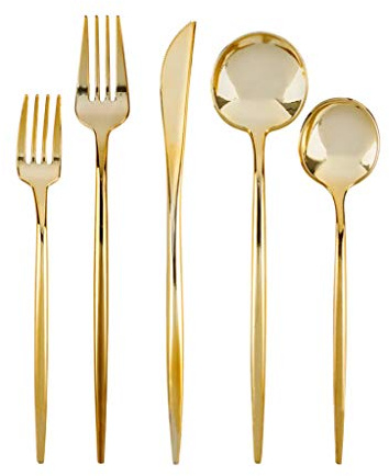 Gold Soup Spoons - Case Of 384-12 Packs X 32, Disposable Flatware, Single Use Utensils - For Parties, Weddings, Catering And Events